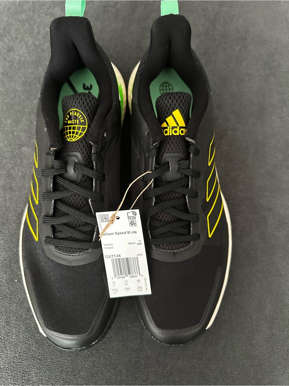 adidas Black Sneakers with Neon Yellow Accents